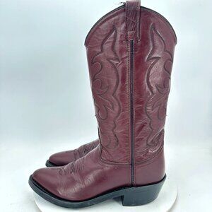 Old West Men Size 8D Black Cherry Leather Pull On Western Cowboy Boot